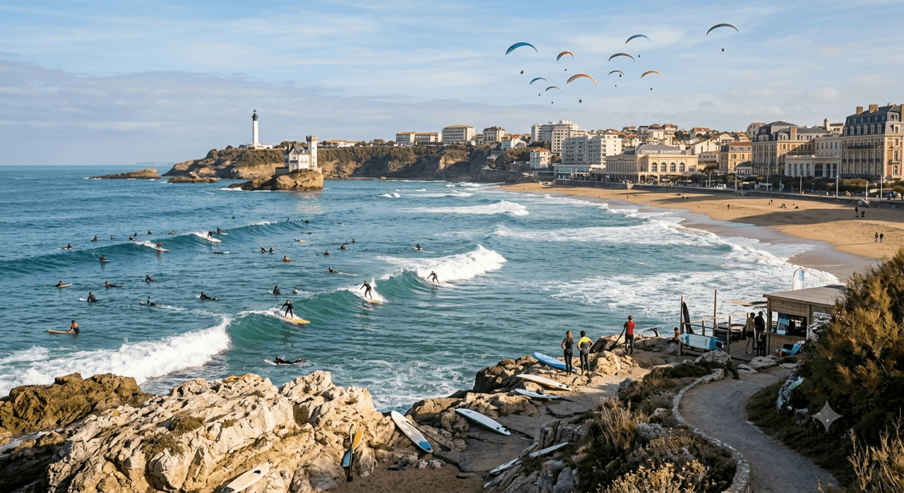 Surfing in Biarritz